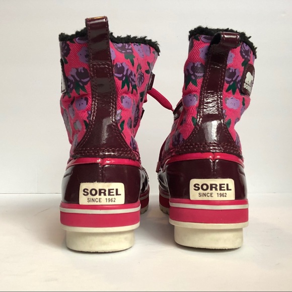 SOREL Tivoli Pink Carnation Floral Winter Boots - Picture 7 of 8